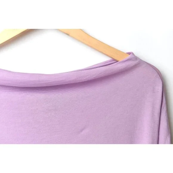 Vince Light Purple Pink Sheer Crew Neck Knit Top Cowl Neck Size S 100% Cotton - Picture 6 of 12